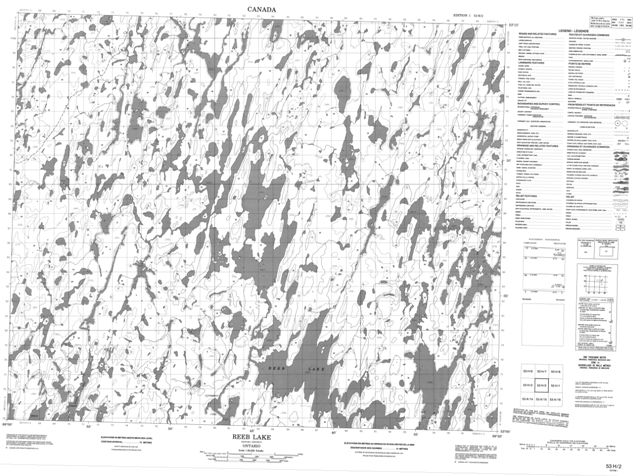 Reeb Lake Topographic Paper Map 053H02 at 1:50,000 scale
