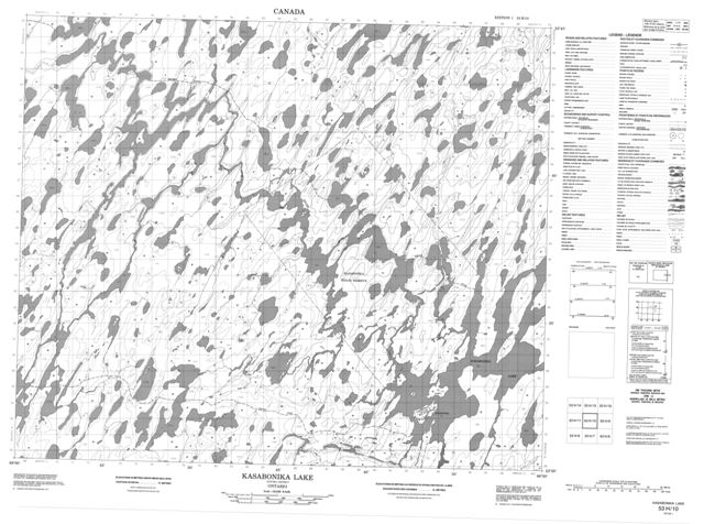 Kasabonika Lake Topographic Paper Map 053H10 at 1:50,000 scale