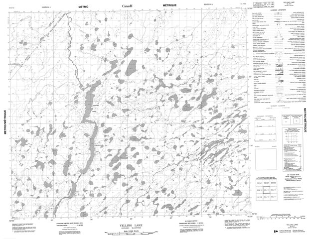 Yelling Lake Topographic Paper Map 053J13 at 1:50,000 scale