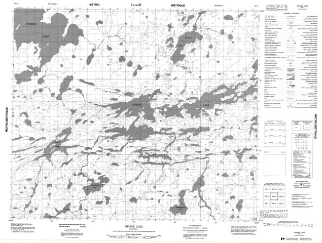 Sharpe Lake Topographic Paper Map 053K05 at 1:50,000 scale