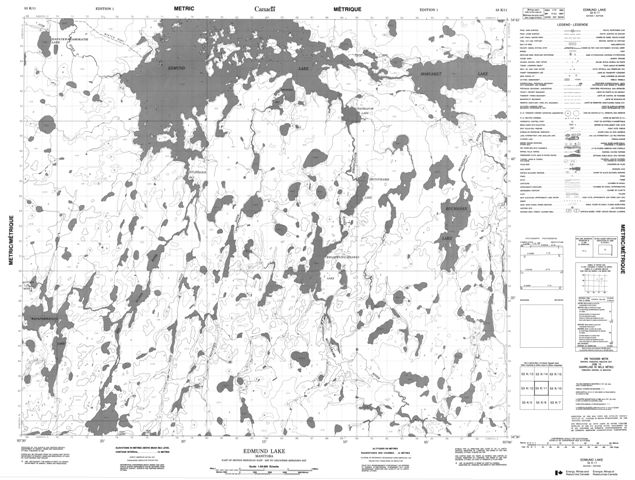 Edmund Lake Topographic Paper Map 053K11 at 1:50,000 scale