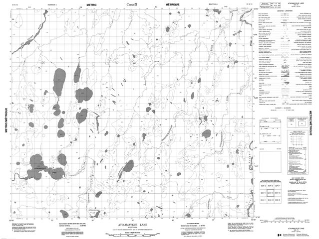 Atikamaykus Lake Topographic Paper Map 053K15 at 1:50,000 scale