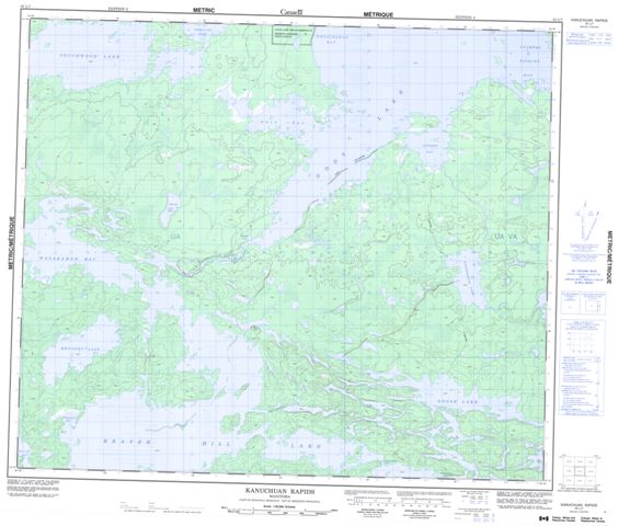 Kanuchuan Rapids Topographic Paper Map 053L07 at 1:50,000 scale
