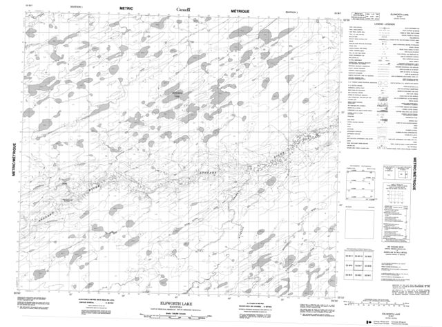 Elsworth Lake Topographic Paper Map 053M07 at 1:50,000 scale