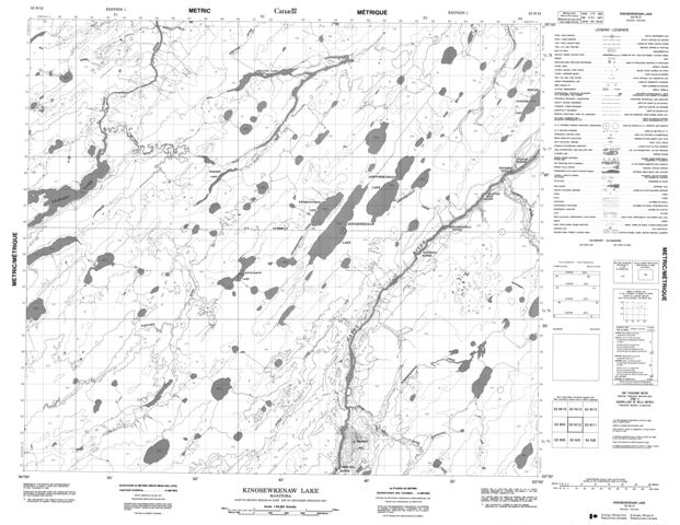 Kinosewkenaw Lake Topographic Paper Map 053N12 at 1:50,000 scale