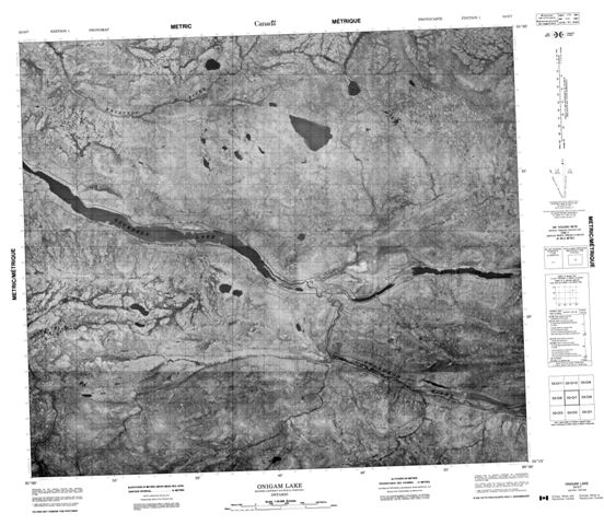 Onigam Lake Topographic Paper Map 053O07 at 1:50,000 scale
