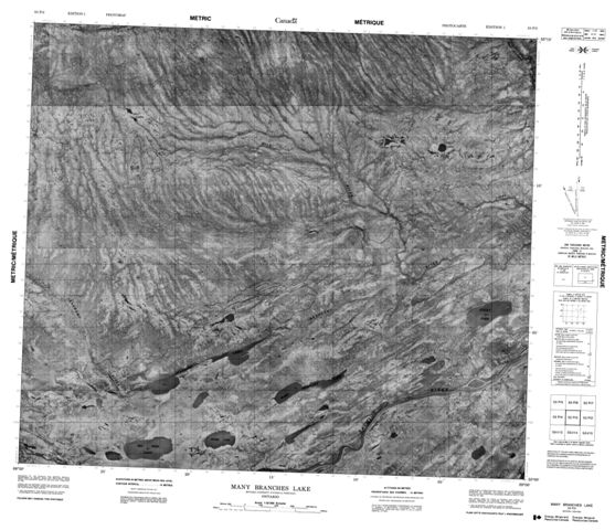 Many Branches Lake Topographic Paper Map 053P03 at 1:50,000 scale