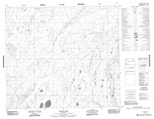 Pryor Lake Topographic Paper Map 054B04 at 1:50,000 scale