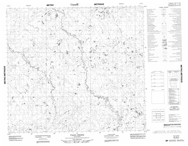Tagg Creek Topographic Paper Map 054B12 at 1:50,000 scale