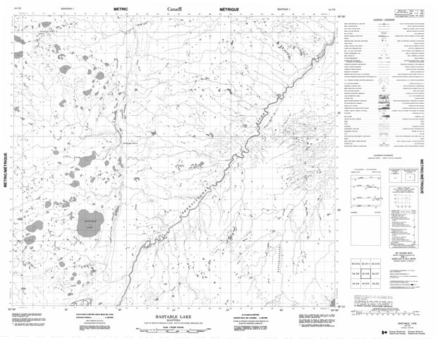 Bastable Lake Topographic Paper Map 054C06 at 1:50,000 scale