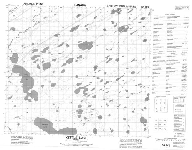 Kettle Lake Topographic Paper Map 054D02 at 1:50,000 scale