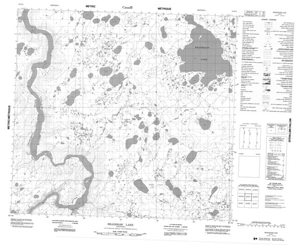 Bradshaw Lake Topographic Paper Map 054E11 at 1:50,000 scale