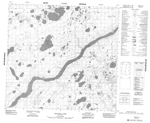 Braden Lake Topographic Paper Map 054E14 at 1:50,000 scale