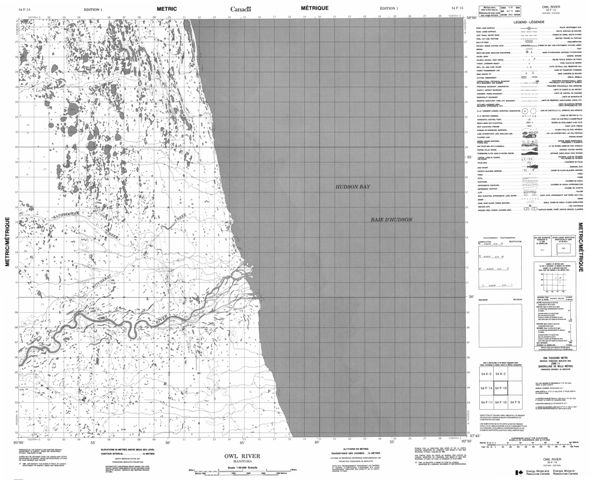 Owl River Topographic Paper Map 054F15 at 1:50,000 scale