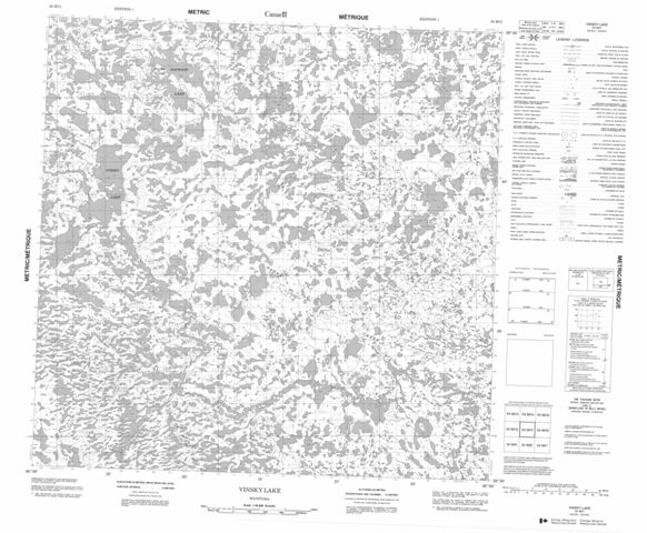 Vinsky Lake Topographic Paper Map 054M11 at 1:50,000 scale