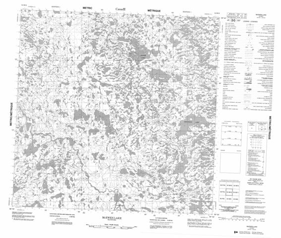 Mcewen Lake Topographic Paper Map 054M12 at 1:50,000 scale