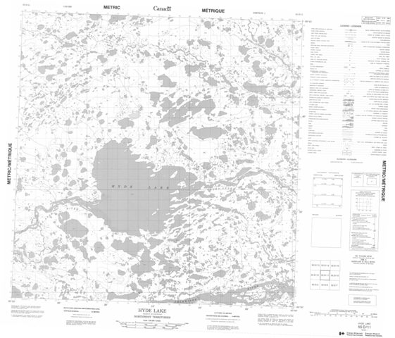 Hyde Lake Topographic Paper Map 055D11 at 1:50,000 scale