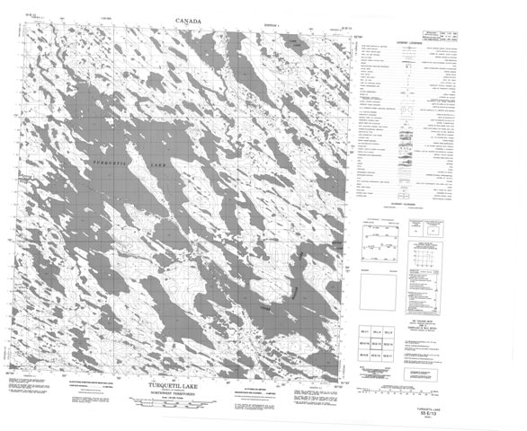 Turquetil Lake Topographic Paper Map 055E13 at 1:50,000 scale