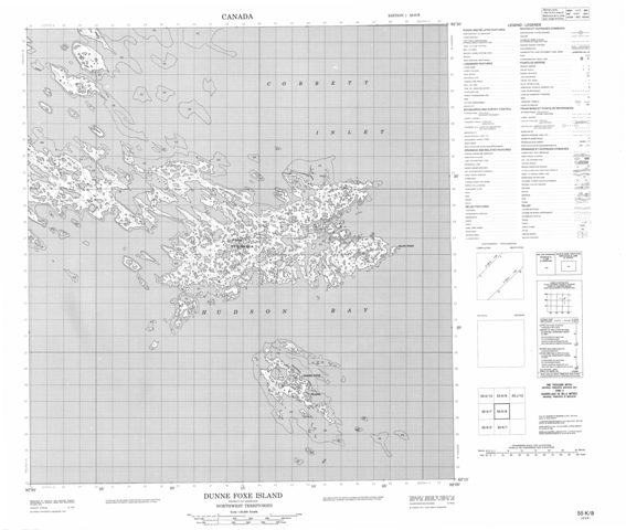 Dunne Foxe Island Topographic Paper Map 055K08 at 1:50,000 scale