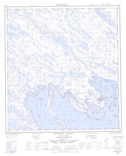 Rankin Inlet Topographic Paper Map 055K16 at 1:50,000 scale