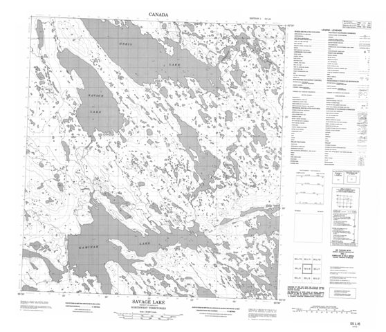 Savage Lake Topographic Paper Map 055L06 at 1:50,000 scale