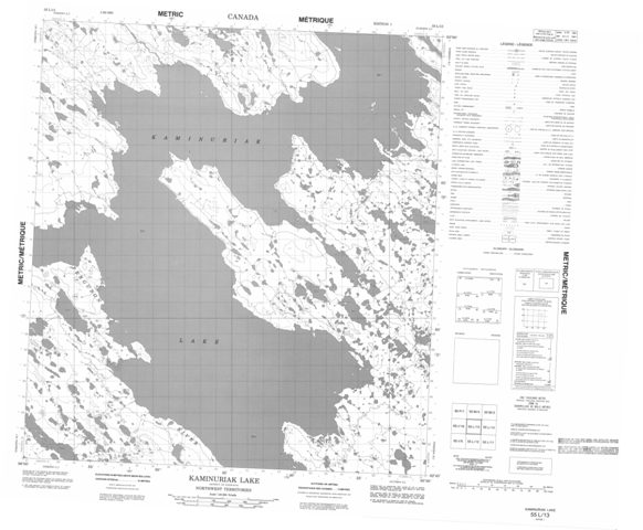 Kaminuriak Lake Topographic Paper Map 055L13 at 1:50,000 scale