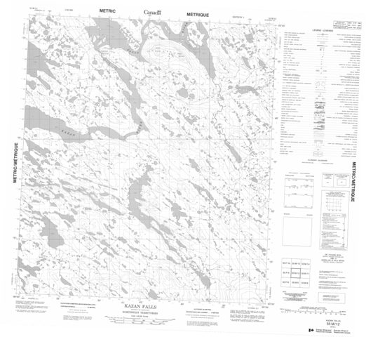 Kazan Falls Topographic Paper Map 055M12 at 1:50,000 scale