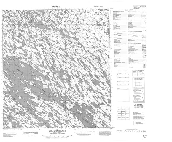 Meliadine Lake Topographic Paper Map 055N01 at 1:50,000 scale