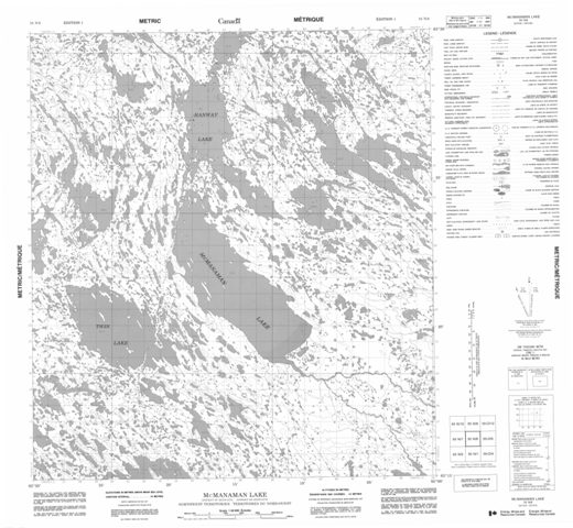 Mcmanaman Lake Topographic Paper Map 055N08 at 1:50,000 scale