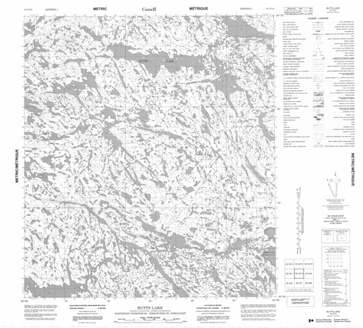 Butts Lake Topographic Paper Map 055N10 at 1:50,000 scale