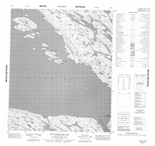 Nuvudlik Island Topographic Paper Map 056H08 at 1:50,000 scale