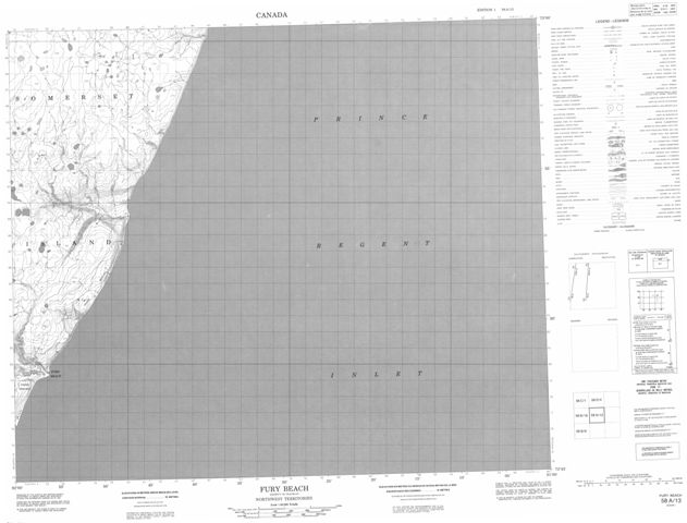 Fury Beach Topographic Paper Map 058A13 at 1:50,000 scale