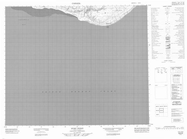 Fury Point Topographic Paper Map 058B09 at 1:50,000 scale
