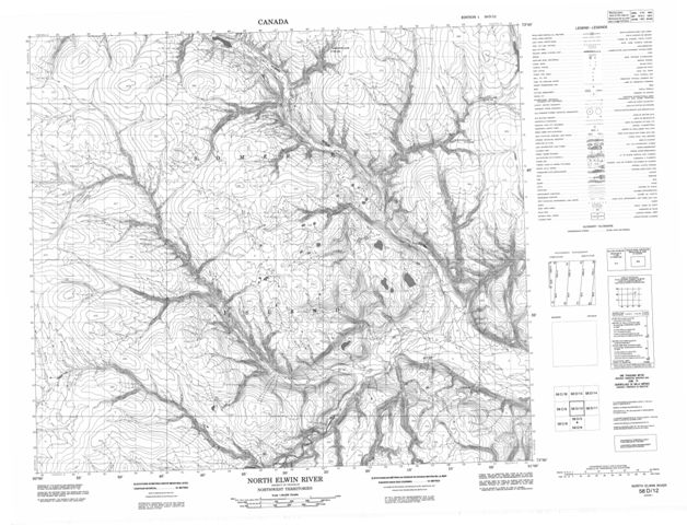 North Elwin River Topographic Paper Map 058D12 at 1:50,000 scale