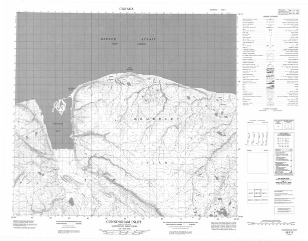 Cunningham Inlet Topographic Paper Map 058F02 at 1:50,000 scale