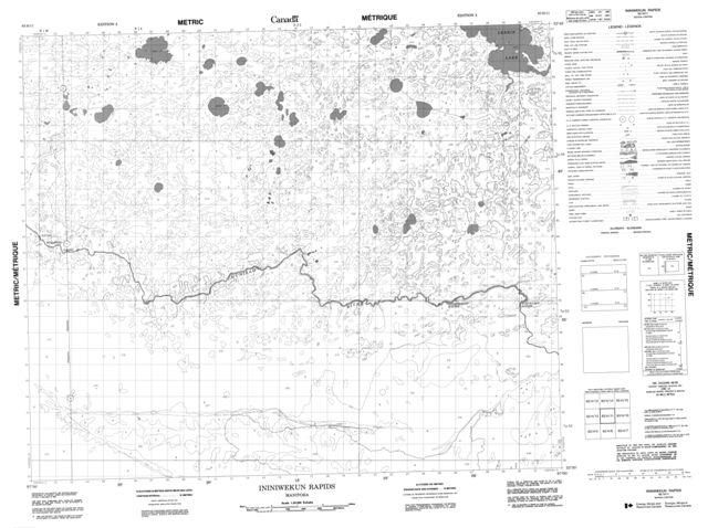Ininiwekun Rapids Topographic Paper Map 063H11 at 1:50,000 scale