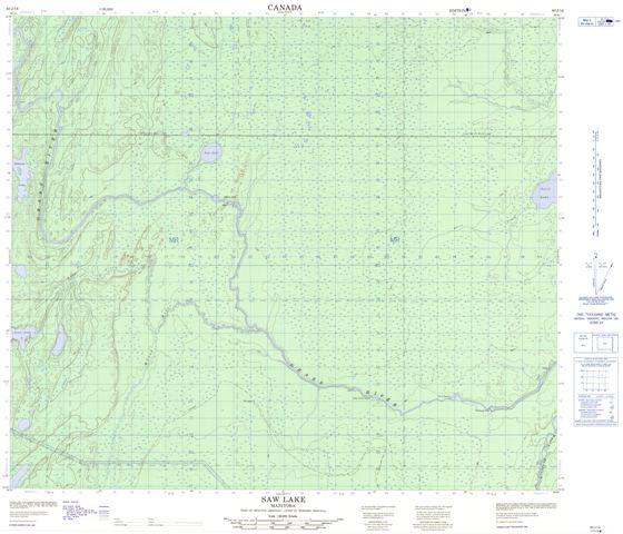 Saw Lake Topographic Paper Map 063J14 at 1:50,000 scale