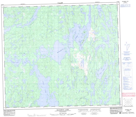 Manawan Lake Topographic Paper Map 063M06 at 1:50,000 scale