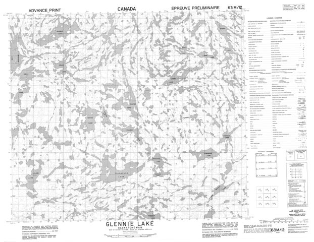 Glennie Lake Topographic Paper Map 063M12 at 1:50,000 scale