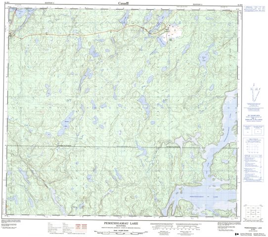 Pemichigamau Lake Topographic Paper Map 064B05 at 1:50,000 scale