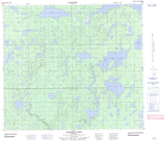 Barnes Lake Topographic Paper Map 064B08 at 1:50,000 scale