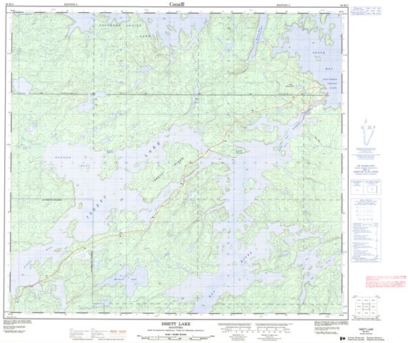 Issett Lake Topographic Paper Map 064B11 at 1:50,000 scale