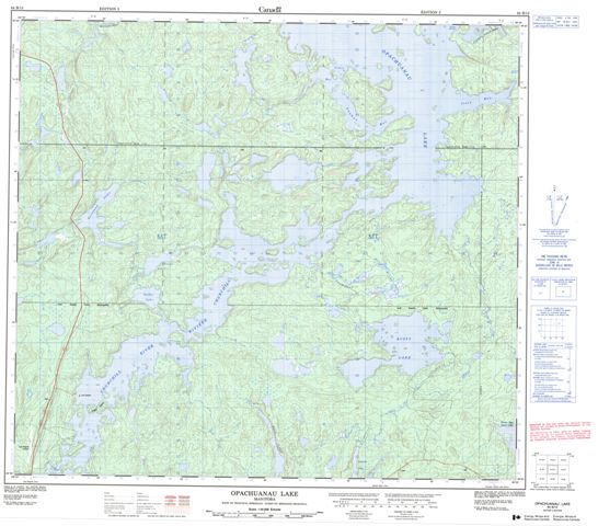 Opachuanau Lake Topographic Paper Map 064B12 at 1:50,000 scale