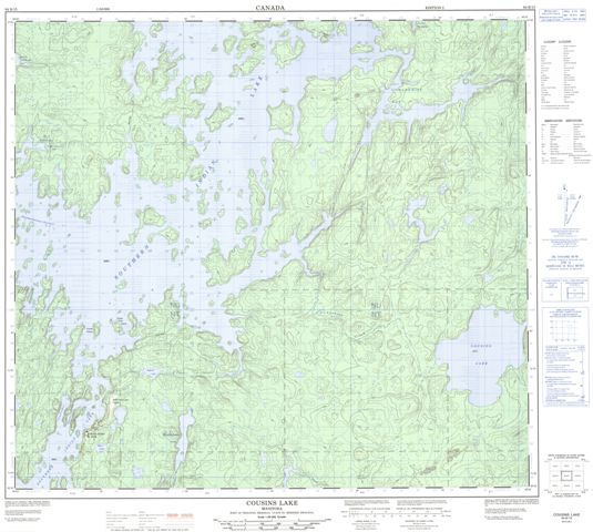 Cousins Lake Topographic Paper Map 064B15 at 1:50,000 scale