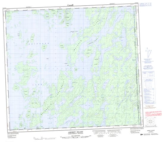 Amiskit Island Topographic Paper Map 064D16 at 1:50,000 scale