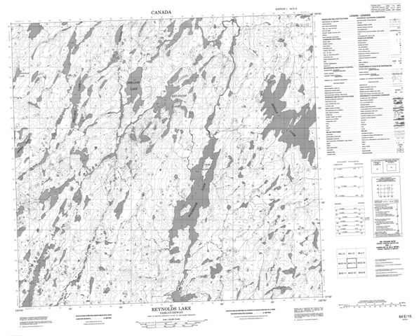 Reynolds Lake Topographic Paper Map 064E15 at 1:50,000 scale