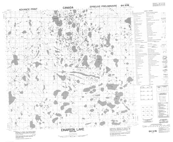 Einarson Lake Topographic Paper Map 064H16 at 1:50,000 scale