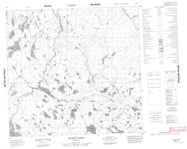 Archer Creek Topographic Paper Map 064I07 at 1:50,000 scale