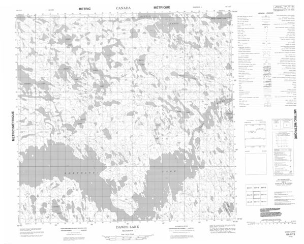Dawes Lake Topographic Paper Map 064I13 at 1:50,000 scale