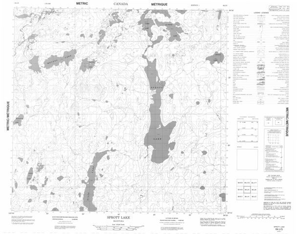 Sprott Lake Topographic Paper Map 064J05 at 1:50,000 scale
